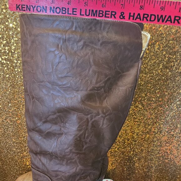 I Journee Collection Womens Brown Buckle Block Heel sz wide calf 10 - Picture 9 of 13